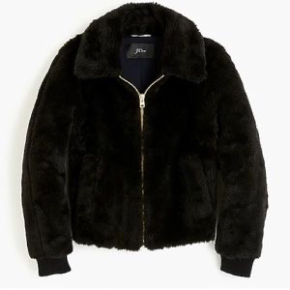 J.CREW Teddy Sherpa Bomber Jacket in Black